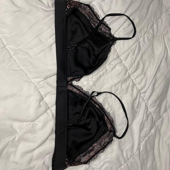 Black Satin and Lace Bralette - Picture 3 of 4